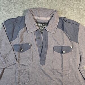 Vintage Marc Ecko Cut & Sew Polo Shirt Mens Size M Striped Double Pocket Y2K
